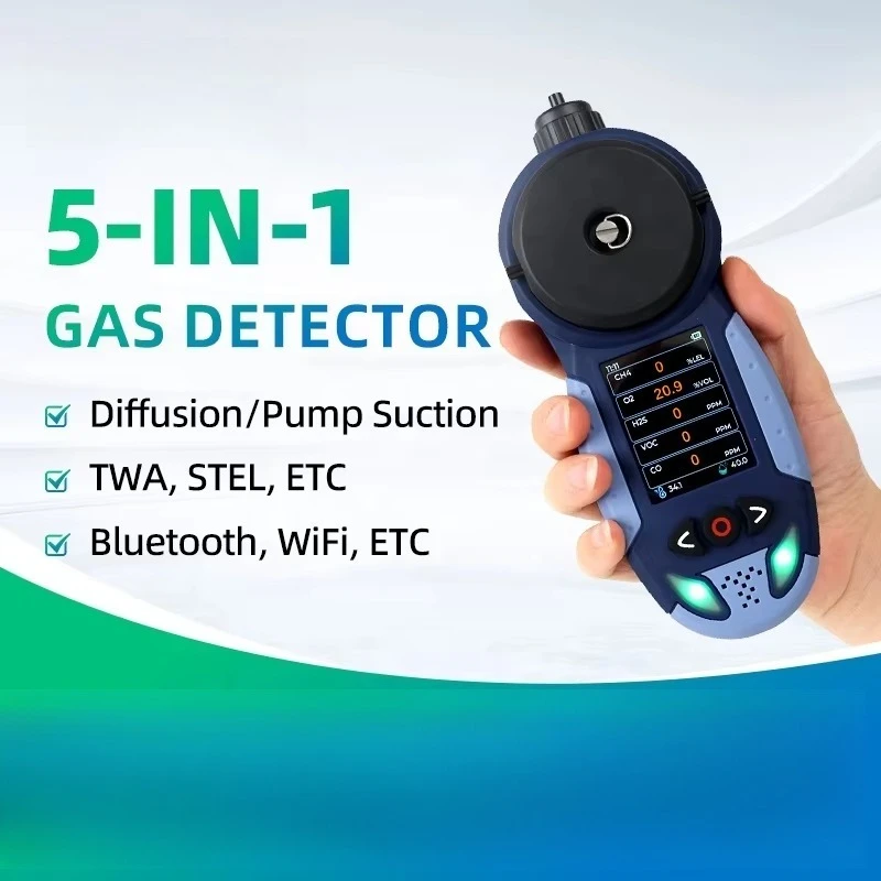 

Industrial Multi Gas Detector Marine H2S O2 CO CO2 EX 5 Gas Detector Portable Multi-gas 4 Gas Monitor with Pump