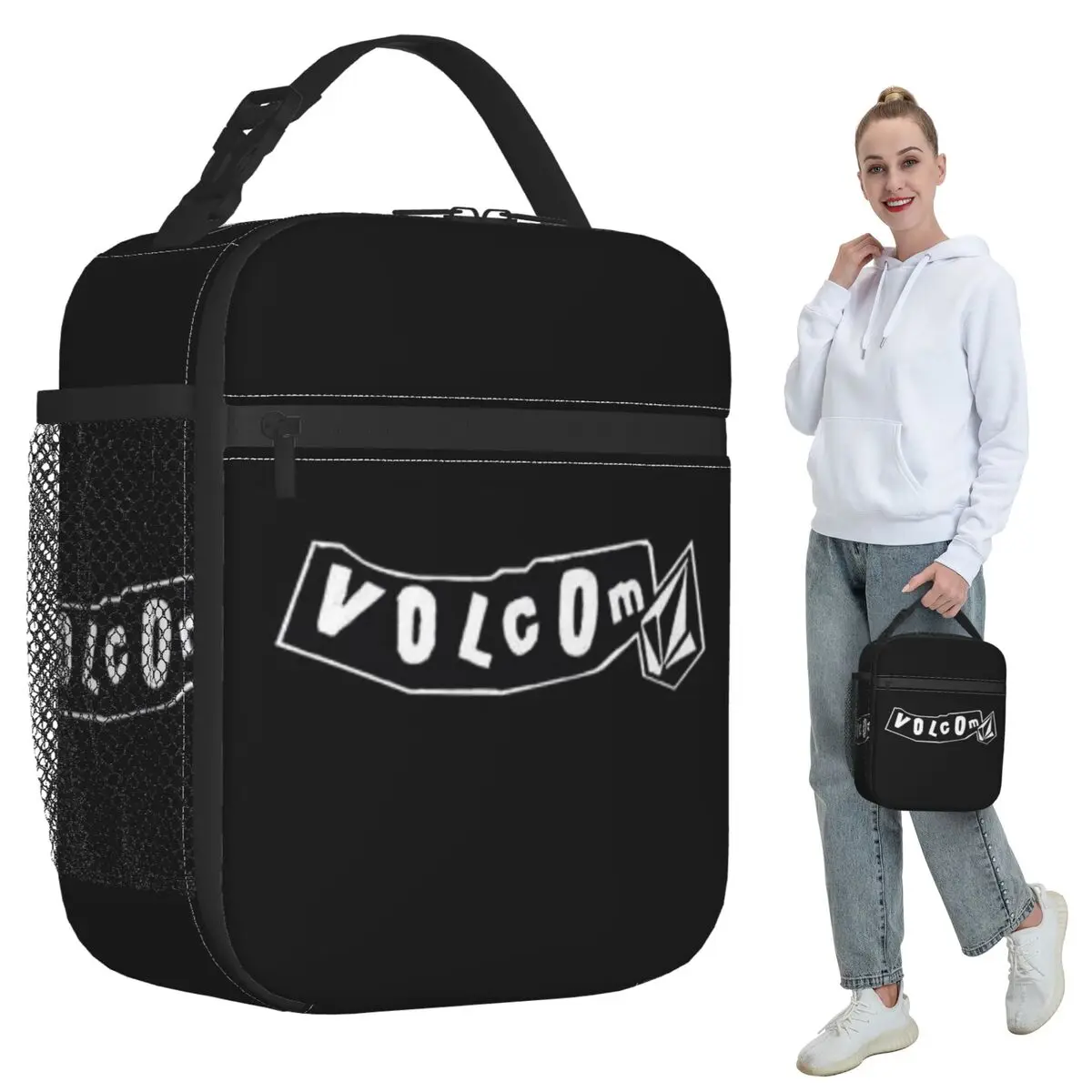 V-Volcom Logo Insulated Lunch Bag for Kids School Cooler Thermal Food Box Tote Leakproof Lunch Boxes Container