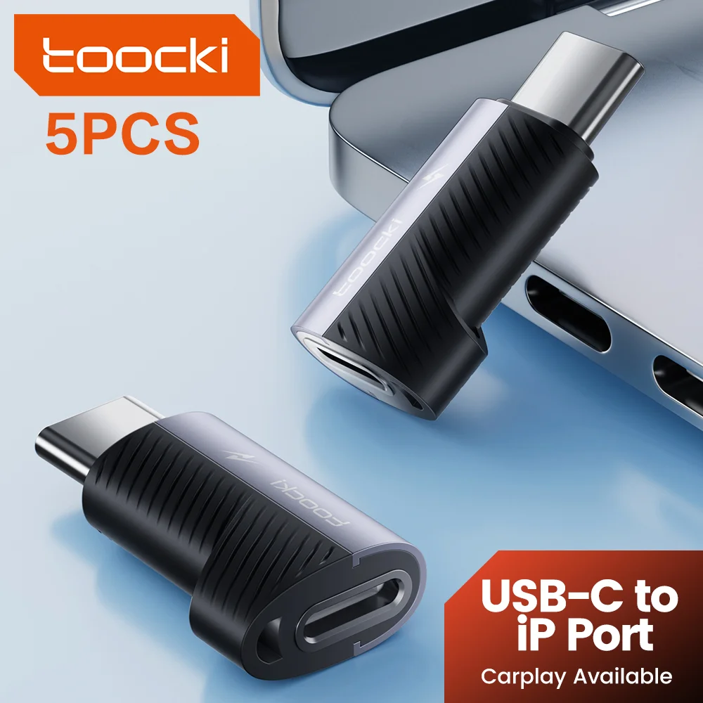 

Toocki 5PCS Type C Adapter PD 60W Fast Charge USB C Male To iP Female Converter For iPhone 17 16 15 Pro Max Laptop Data Transfer