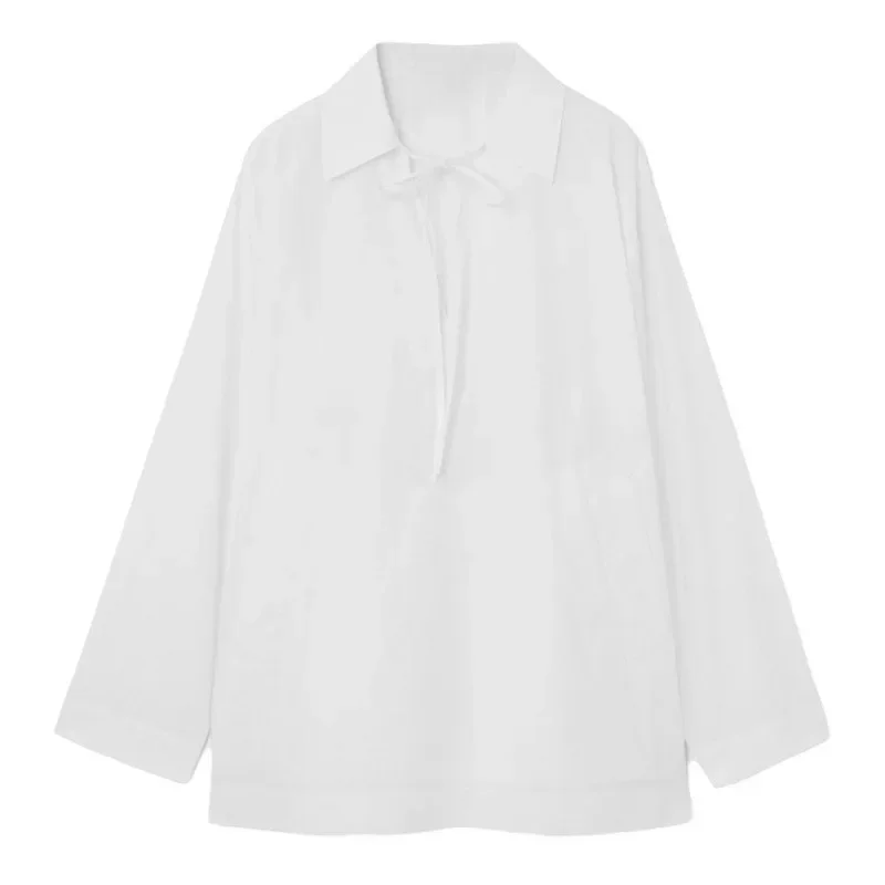 Chemise à col ouvert à lacets de style décontracté, ktie de la présidence, nouveau, 18