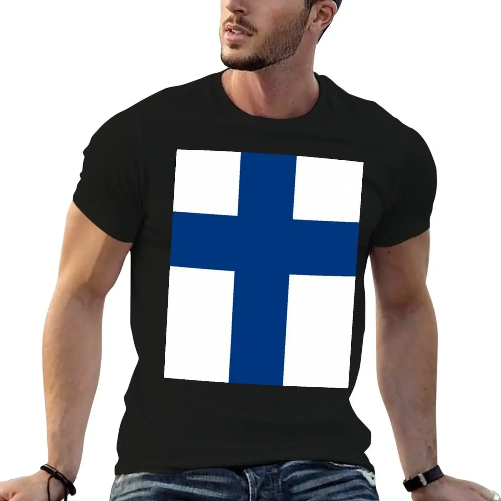 

Finnish flag T-Shirt vintage clothes tops men tshirt