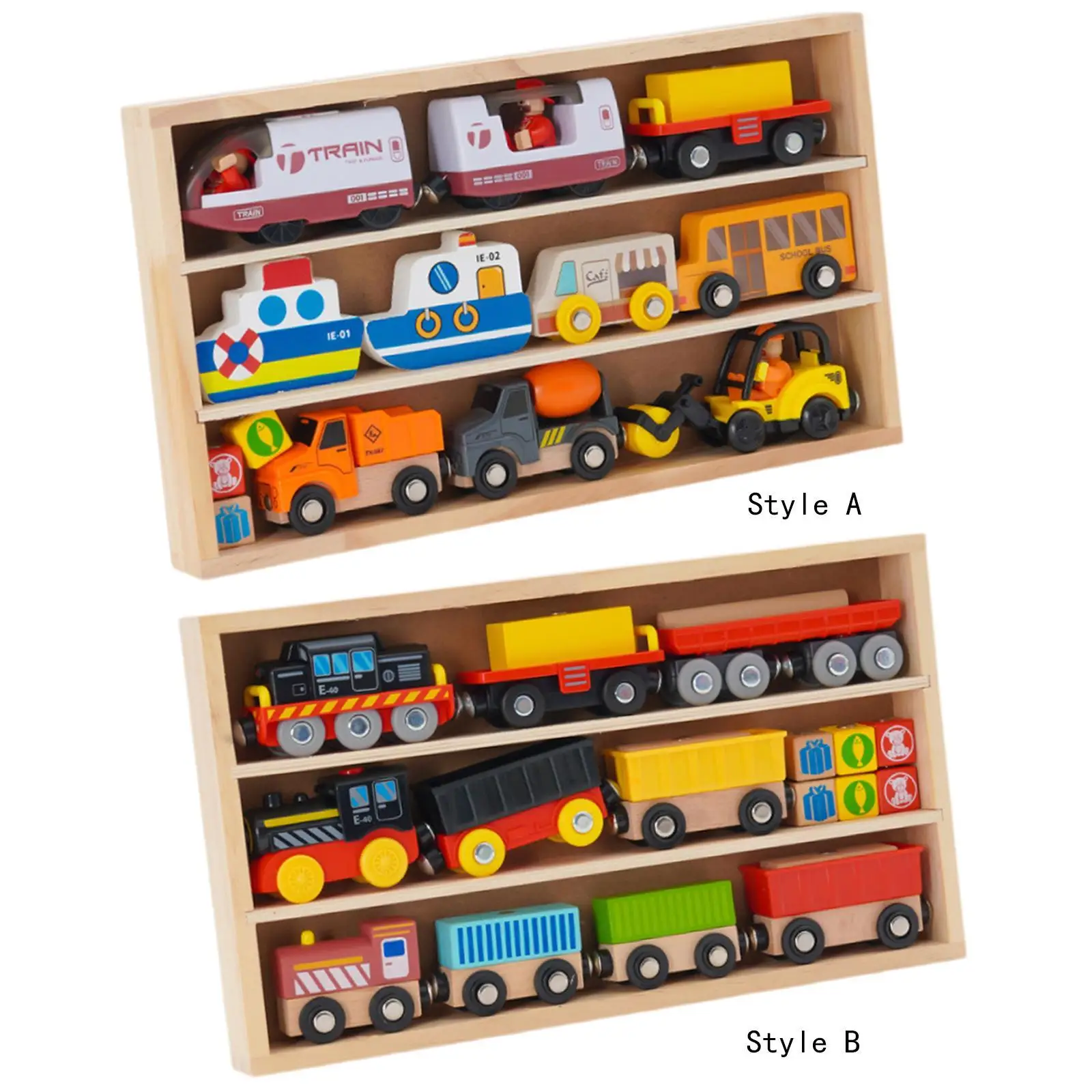 Wooden Train Set Early Learning Train Toys for Children Preschool Boys Girls