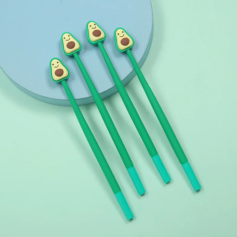 2 יח'\חבילה Kawaii אבוקדו רך סיליקון Bendable ג 'ל דיו עטים בית ספר משרד כתיבה מתנת אספקת מכתבים חמוד עט ילדים פרסים