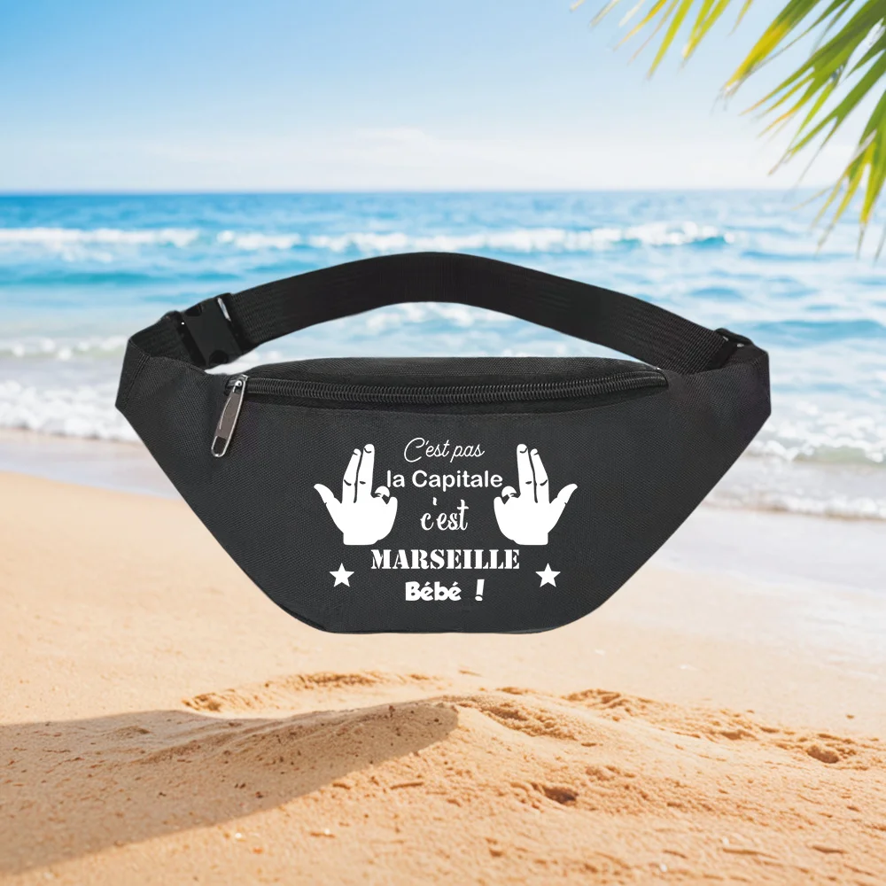 

It's not the Capital,it's Marseille Baby! Hand Gesture Design Waist Backpack Crossbody Chest Bag Street Casual Sporty Fashionabl