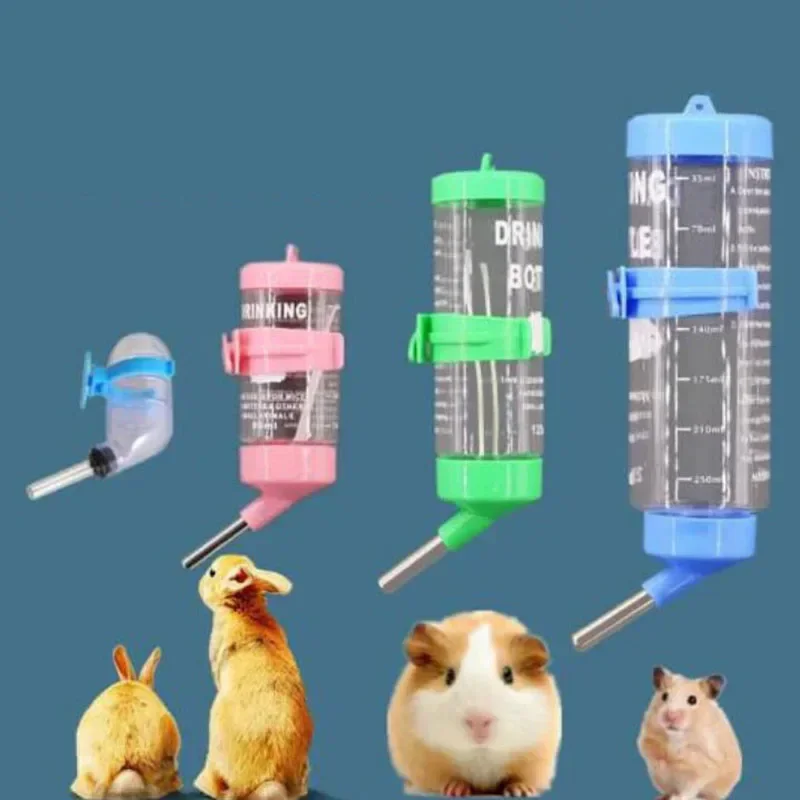 Hamster Drinker Plastic Pet Water Bottle Dispenser Feeder Hanging Pet Guinea Pig Squirrel Rabbit Dog Drinking Head Pipe Fountain