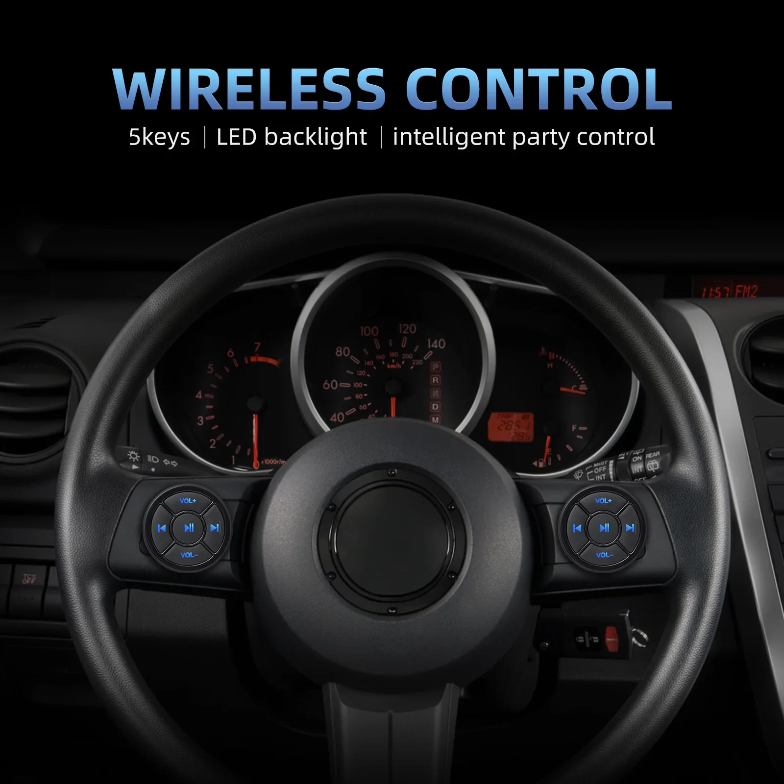 Car Remote Controller Steering Wheel Wireless Bluetooth-compatible Android IOS Button Remote Control 5 Keys Car DVD Music Player