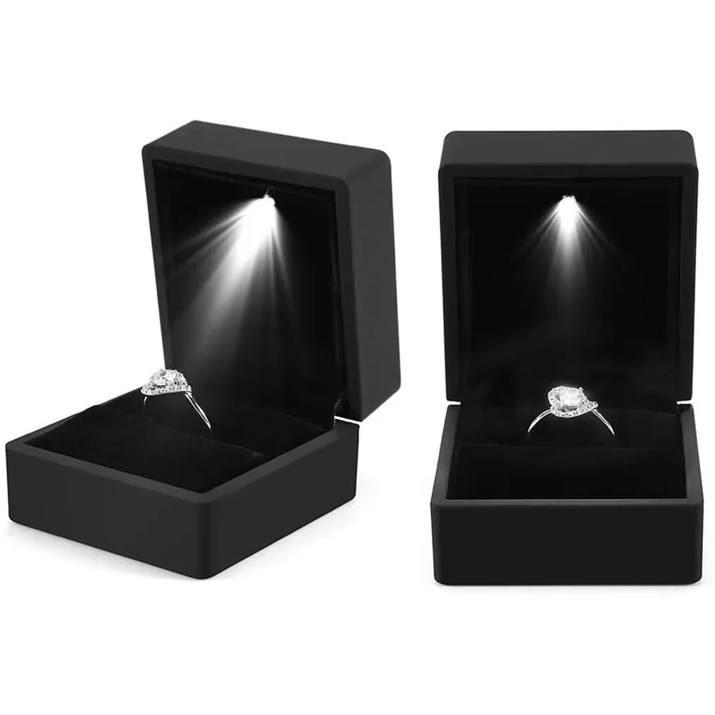 LED Ring Box for Wedding Ring Engagement Ring Box Gift Case Packaging Show Boxes with Light Storage Cases Wholesale Design Box