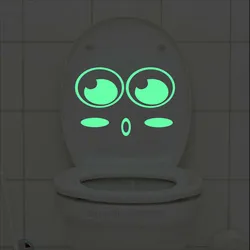 Toilet Seat Cover Sticker Glow in the Dark Bathroom Wall Sticker Kids Home Decoration Funny Cartoon Luminous Toilet Stickers