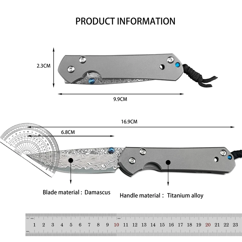 Chris Riff Malaysia Sand Folding Knife Camping Hunting TC4 Titanium Alloy Flat Titanium Handle Rescue Survival EDC Tool Knife