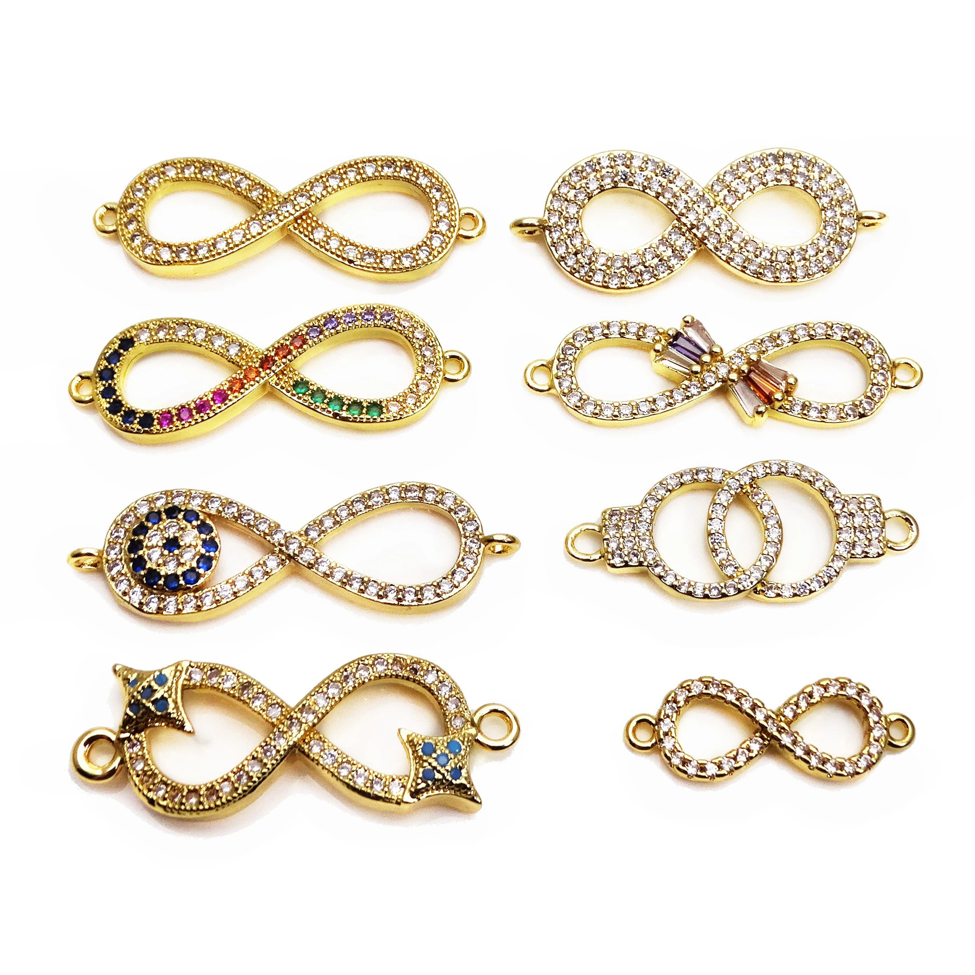 Microzircon inlaid Eight words twist Style hand card accessory Link bracelet bowknot zircon for Jewelry Making accessory