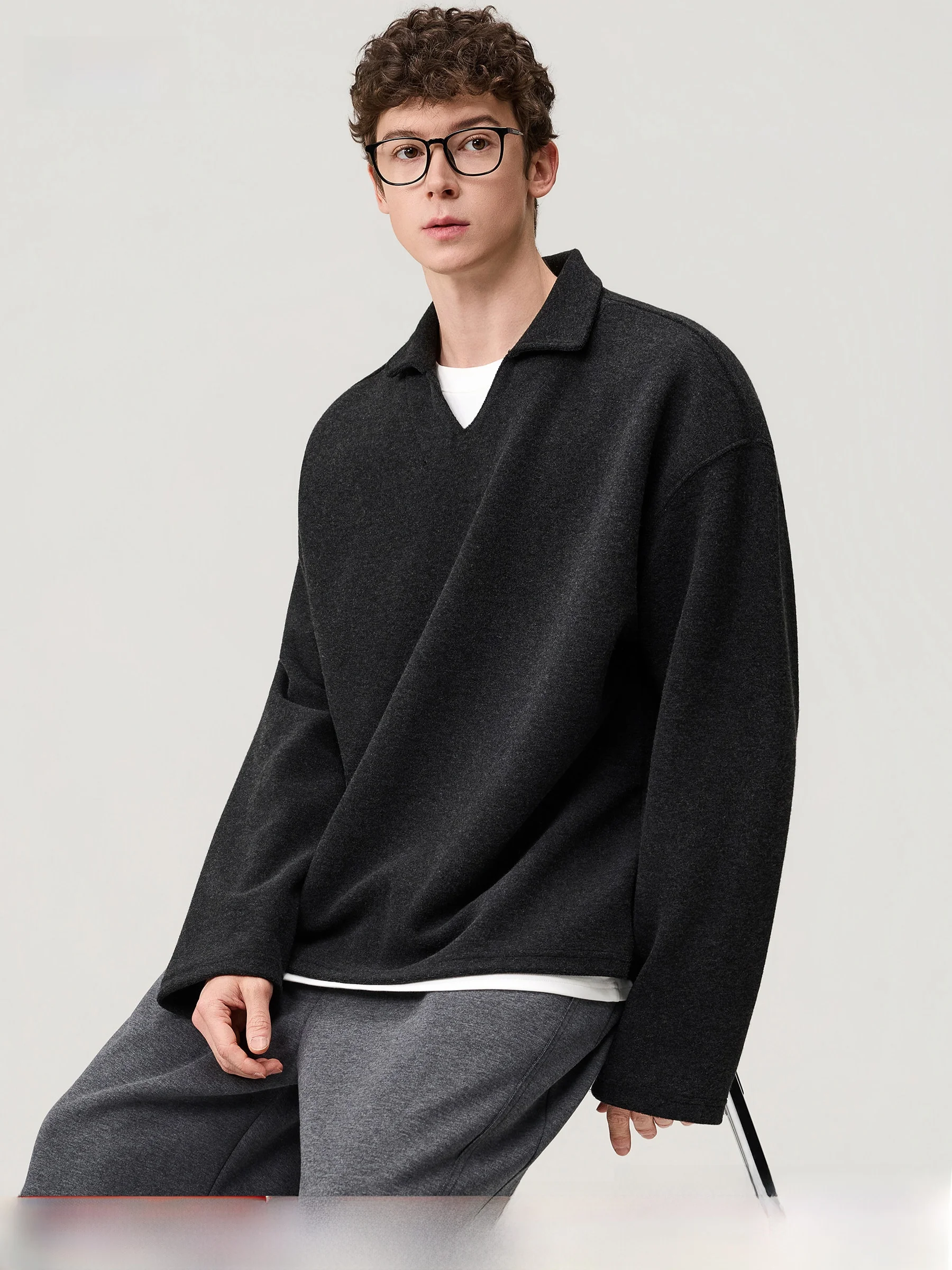 

DPX Spring Casual Loose Fit Long Sleeve V-Neck Color Block Hoodie Men's Comfortable Breathable Sweatshirt Fashionable Streetwear