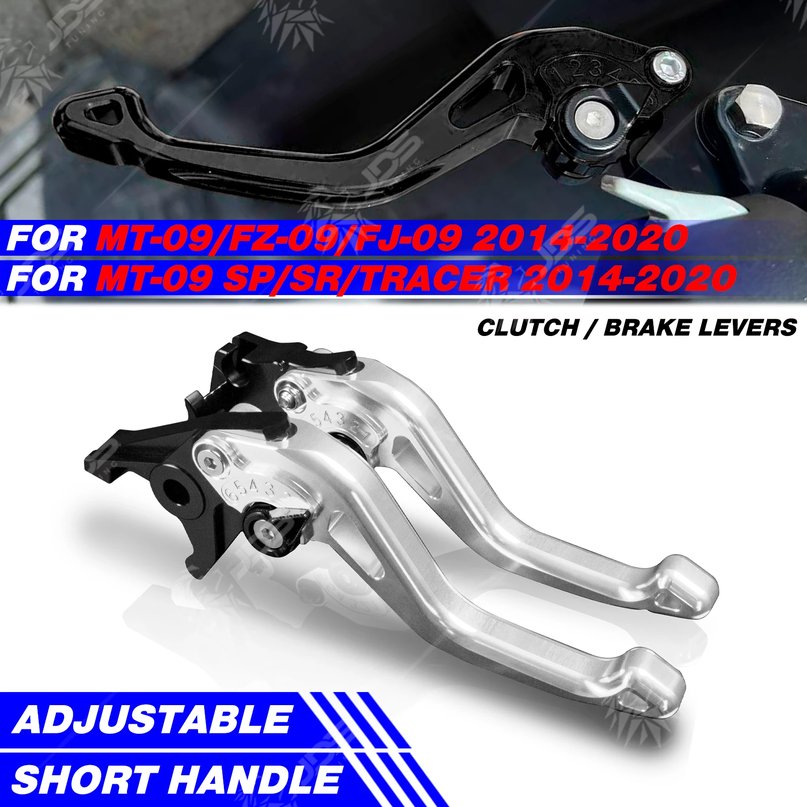 For Yamaha MT09/FZ09/FJ09/MT-09 SP/SR/TRACER 2014-2020 Racing Short Brake Lever Set Adjustable Handle Levers Three-Fingers Parts