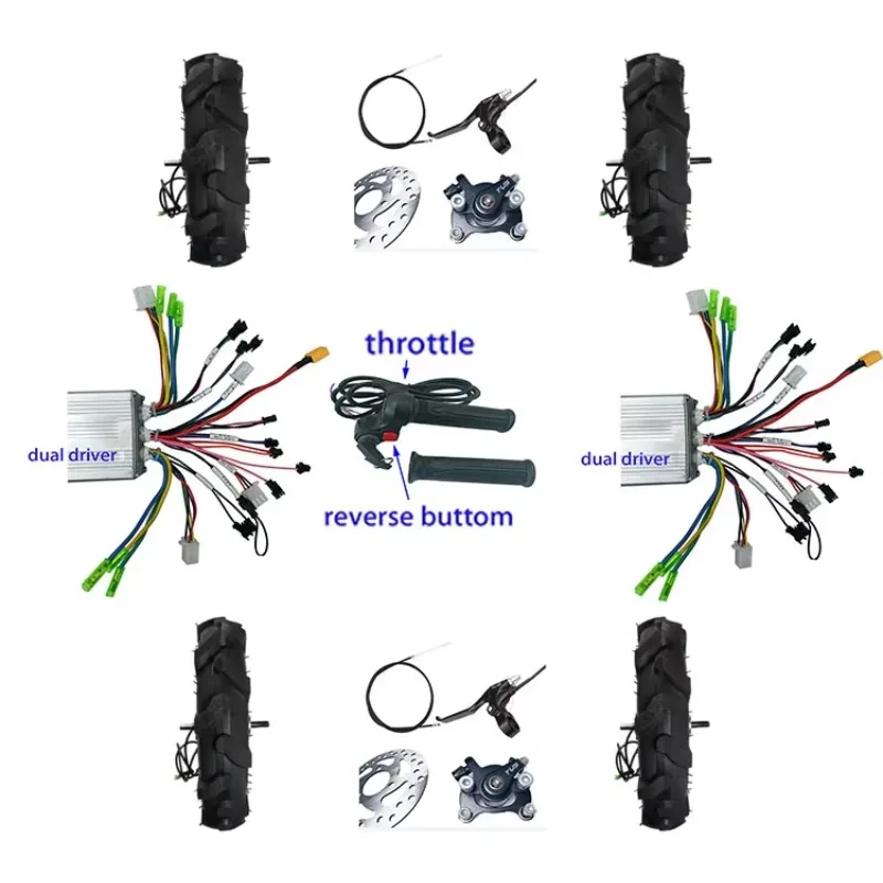 

14/16 Inch 800kg Load High Torque Brushless Toothed Hub Motor Set 4 Wheels Drive for Agricultural Four-wheel Vehicle