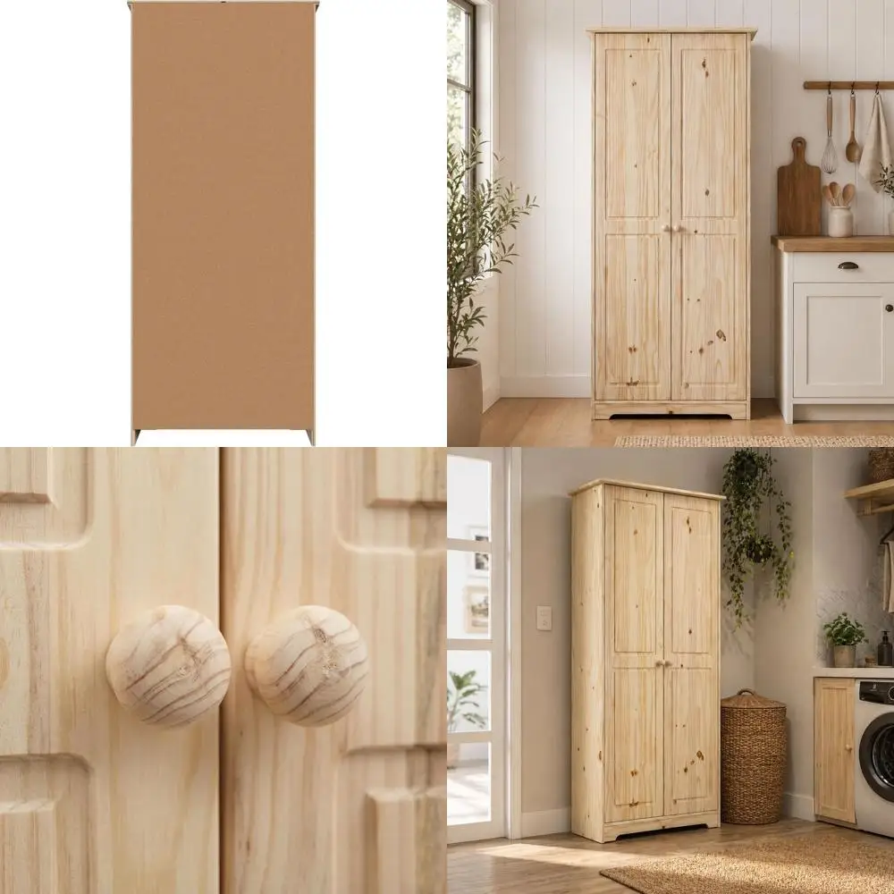 

72 Tall Unfinished Pine Kitchen Pantry Cabinet with Adjustable Shelves for Storage and Organization