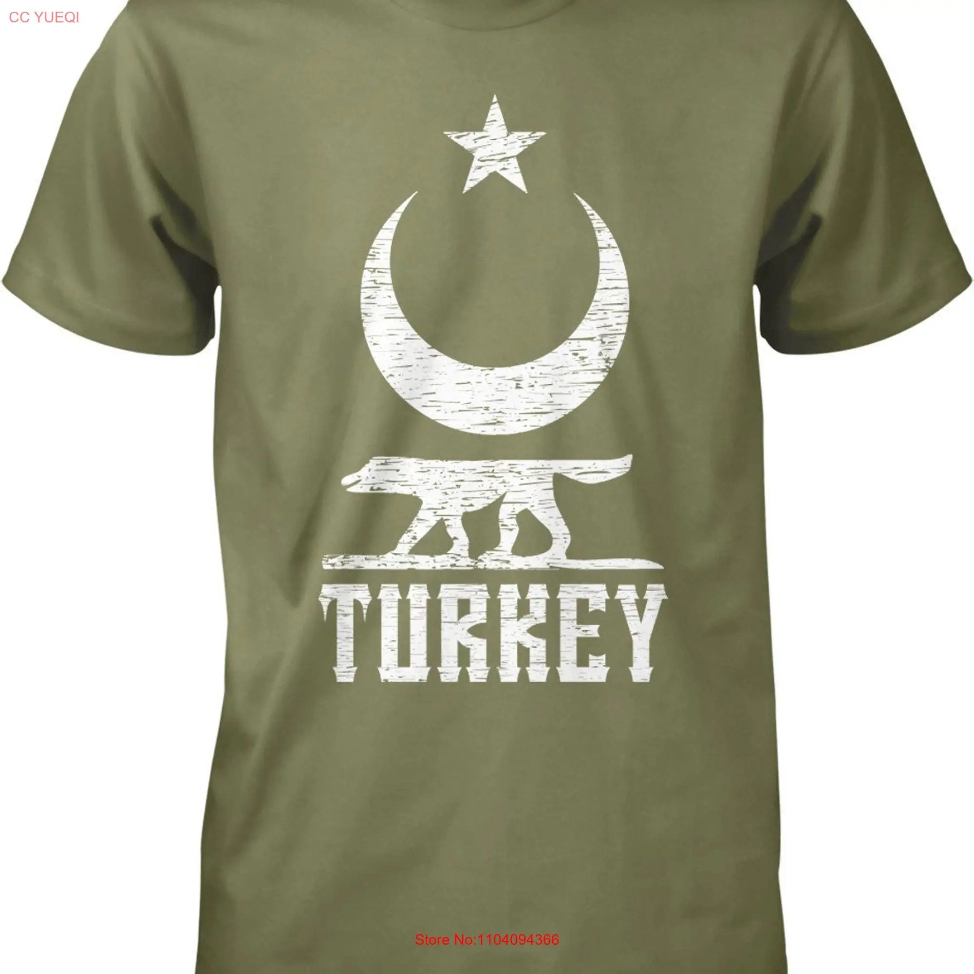 Turkey Coat of Arms Emblem Star and Crescent Men's T shirt HOOD_00237 long or short sleeves