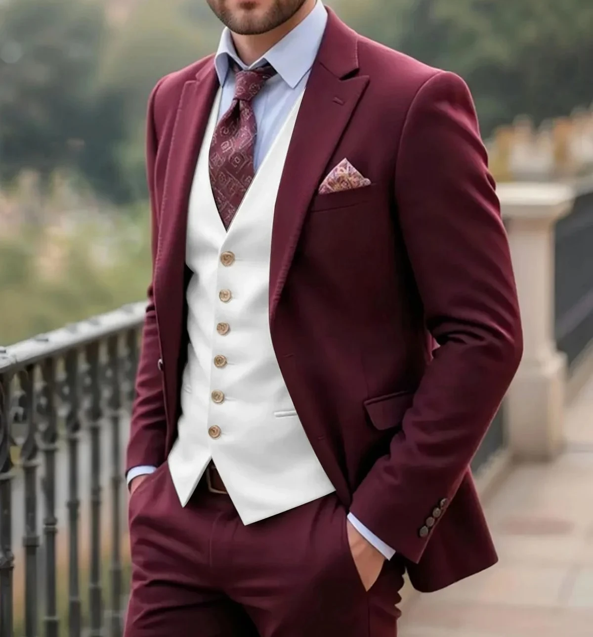 

Мужской костюм-тройка Slim Fit с острыми лацканами, однотонный, для мужчин