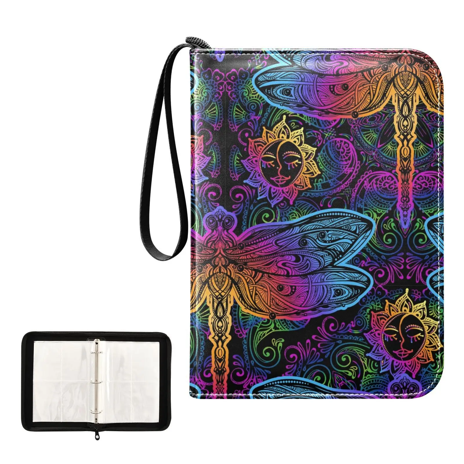 

Mandalas Dragonfly 4 Pocket Card Binder, 400 Double Sided Pocket Album for Sport Game Cards, Unique Card Collection Storage