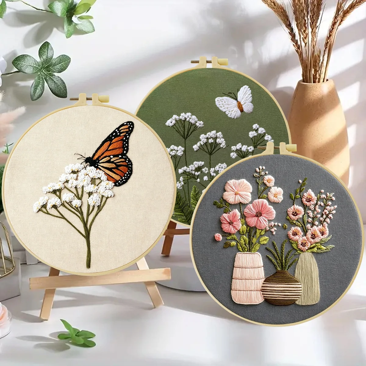 3-teiliges DIY-Stickmaterial-Set für Anfänger, inklusive Nadeln, Fäden, Stick-Starter-Kit, Kreuzstich-Kunst als Geschenk. – Detail 3