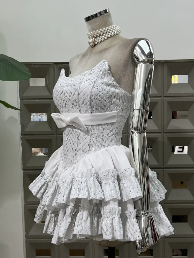 ชุดเดรสผ้ากำมะหยี่แบบปะติดปะต่อสำหรับผู้หญิง DFDG ปี 2025 ทรงคอร์เซ็ท สายเดี่ยว ช่วงเอวทรงวี เหมาะสำหรับงานแต่งงาน งานปาร์ตี้ริมชายหาด งานเลี้ยงตอนเย็น ชุดเดรสออกแบบโดยดีไซเนอร์ สำหรับฤดูใบไม้ผลิและฤดูร้อน