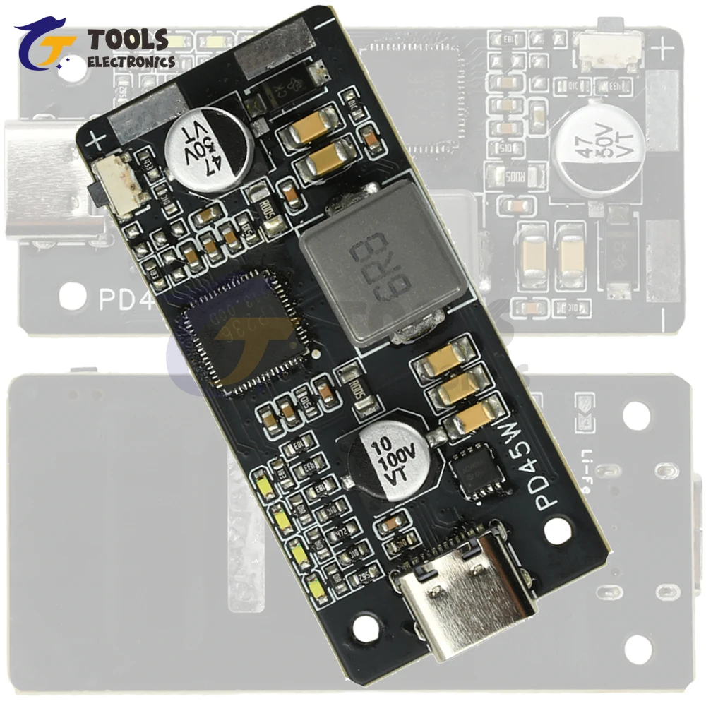 

2-6S PD45W Fast Charge Discharge Module QC3.0+ Type-C Output for Li-ion/LiFePO4 Battery Universal Power Bank Board