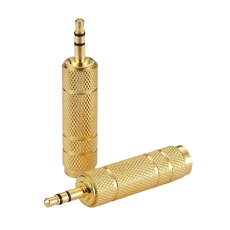 50PCS Gold Plated 6.5mm Female 3.5mm Male Adapter Jack Connectors For Stereo Speaker Audio Headset Microphone Guitar Recording