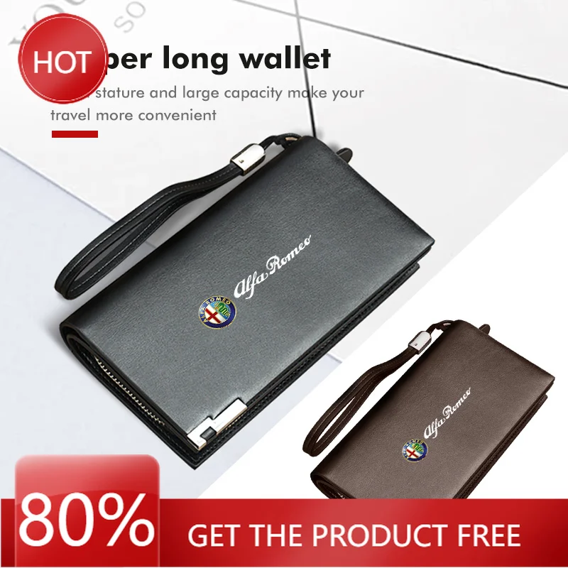 Hub Caps Car Emblem Purse Zipper Coin Bag Card Clip Driver License Cover For Alfa Romeo GT Stelvio F1 Brera Volante Tonale Glori