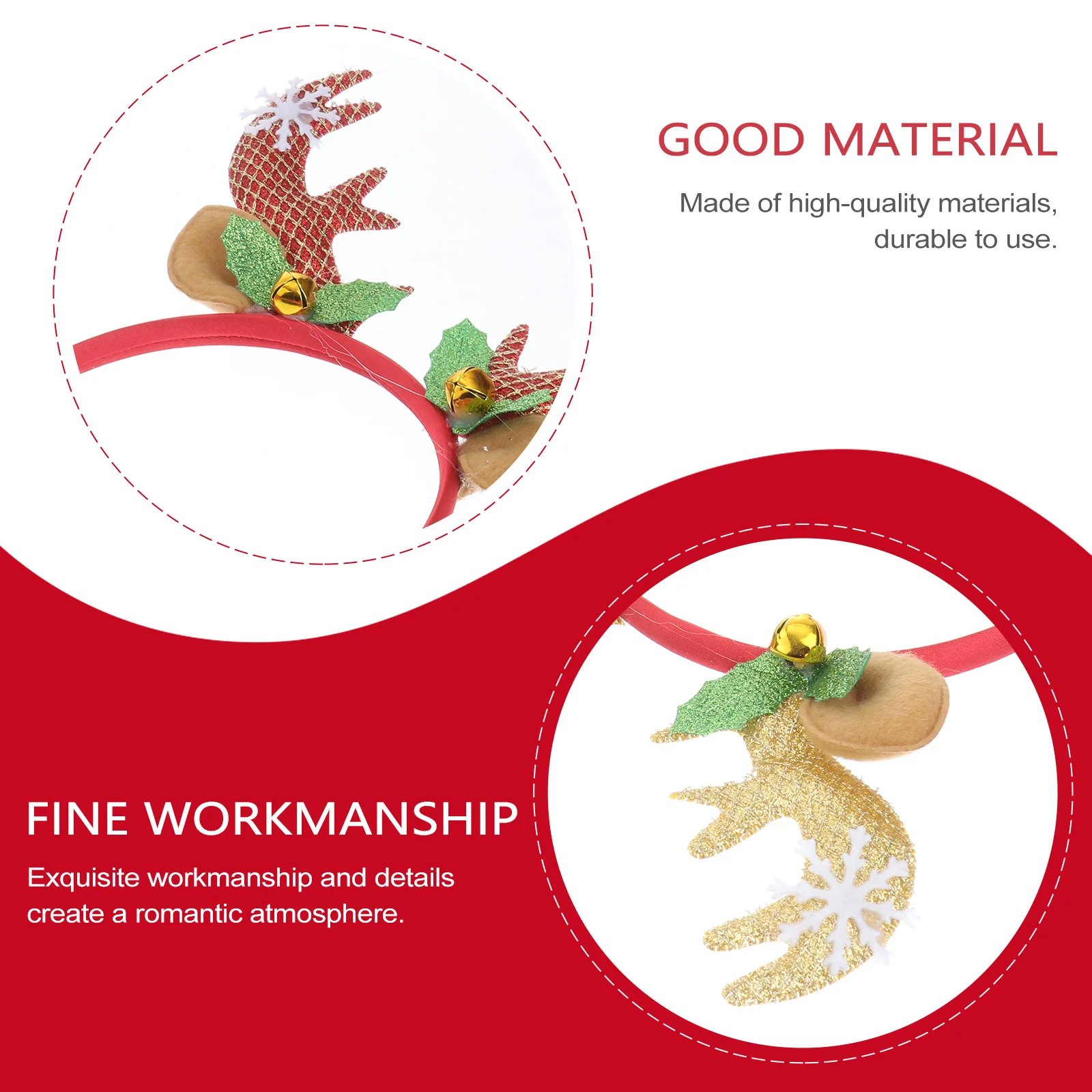 

2Pcs Antler Deer Headbands Christmas Hair Hoops Party Cosplay Accessories Festive Hair for Women Girls Kids Christmas Headband