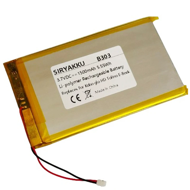 PR-285083 PR-284983N BNR510 Battery 3.7V 1500mAh For Kobo Glo HD Tolino For Kobo Clara HD E-book Accumulator 2-wire Plug