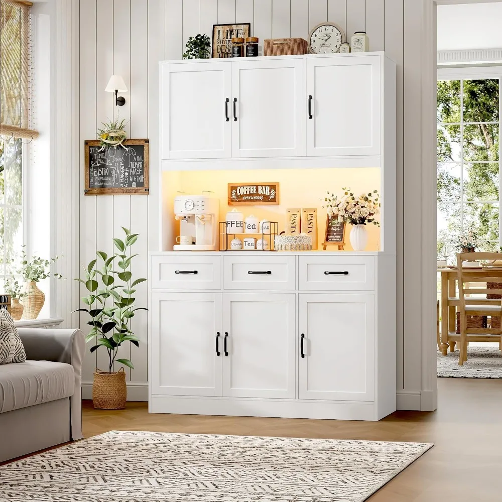 HOSTACK Kitchen Pantry Storage Cabinet, Tall Kitchen Hutch Cabinet, White | 47