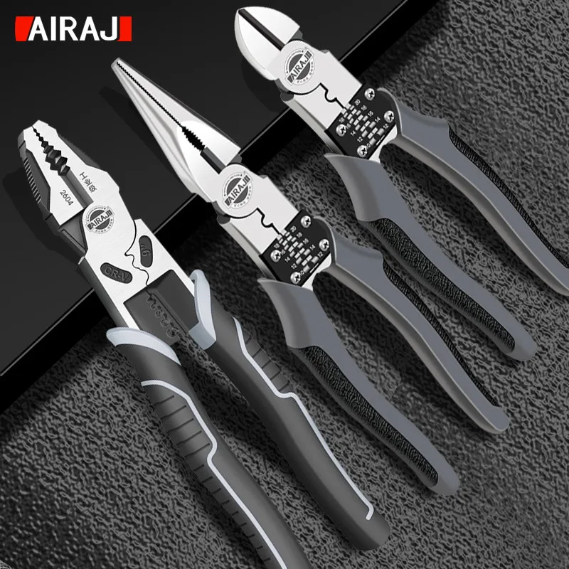 AIRAJ Multifunction Wire Pliers Stripping Diagonal Pliers Needle Nose Pliers Universal Hand Tool Pliers Set Electrician