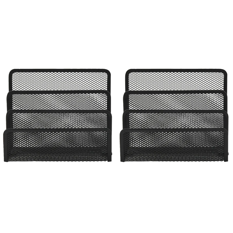 2Pcs Desk Mail Organizers Small File Holder Letter Store Metal Mesh Bill Document Folder Paper Organizer Office Desktop