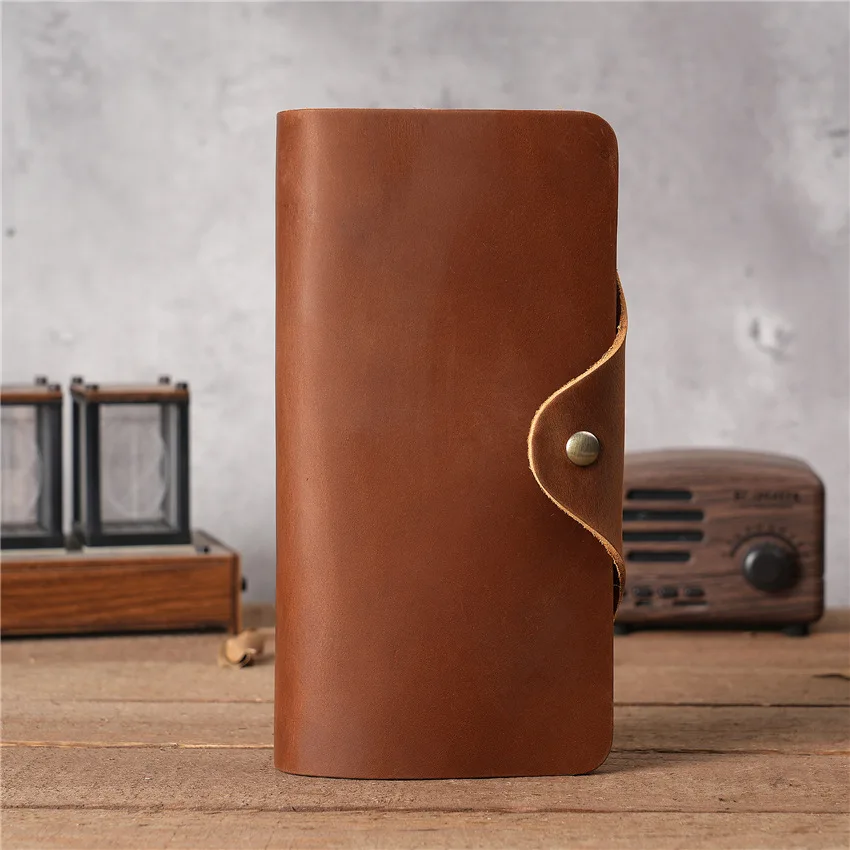 

Men Long Wallets Crazy Horse Leather Male Long Clutch Credit Card Holder Money Purses Cartera Hombre Mens Large Capacity Wallet