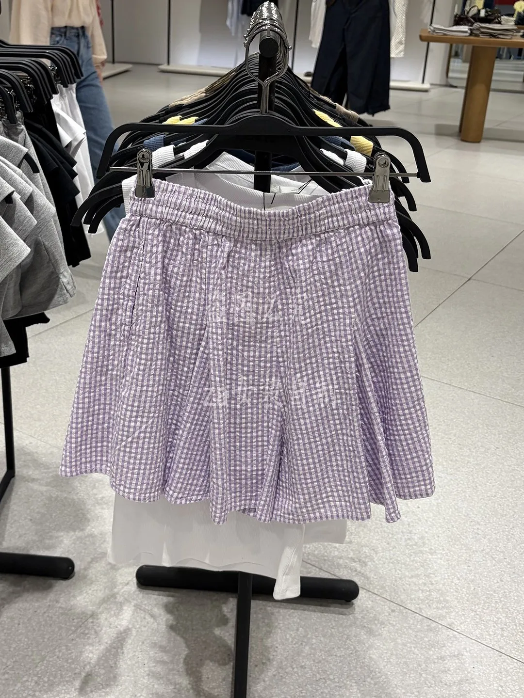 Summer 2026 Casual High Waist Beaded Wide Leg Small Plaid Short Skirt Pants Women's 1008221 Fashion European Style Wide Leg P...