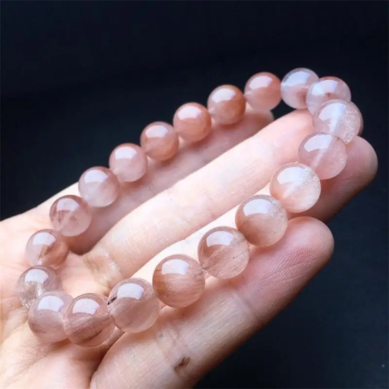 10MM Natural Red Rabbit Hair Quartz Bracelet Women Beautiful Colorful Crystal Energy Healing Fashion Gemstone Jewelry 1PCS