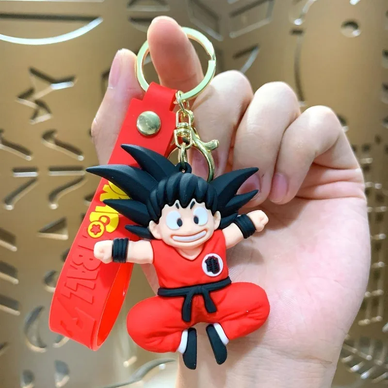Ball Z Goku PVC Keychain 3D Cartoon Anime Figure Keyring for Kids Bag Car Key Holder - Cute Collectible Gift for Boys Girls