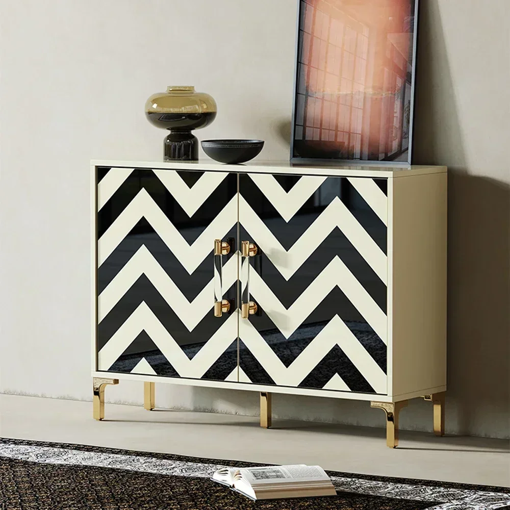 Zebra-stripe modern storage cabinet luxury style buffet table cabinets dining room furniture sets living room sideboard