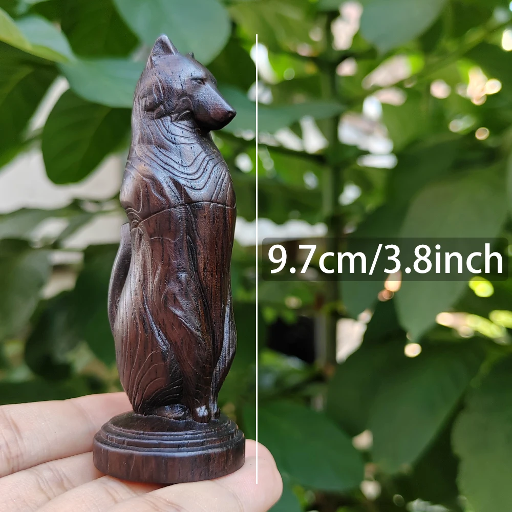 Holz-Wolf-Totem-Säule, handgeschnitztes Ornament, natürlicher Stil, Tiermotiv, geeignet für Feiertagsdekorationen, Innendekorationen, Heimdekoration, Kamin, Wohnzimmer, Tischdekoration, Weihnachtsgeschenk – Detail 3