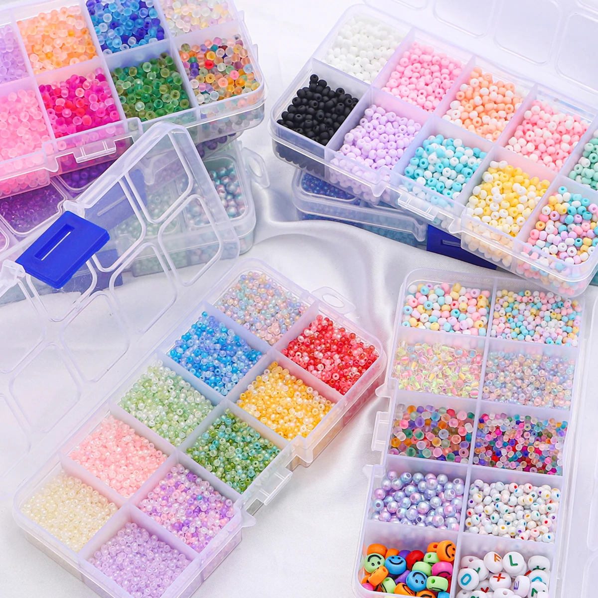 10-Color Glass Seed Beads Assortment Kit, 2/3/4mm Loose Beads for Jewelry Making, DIY Crafts, Handmade Bracelets