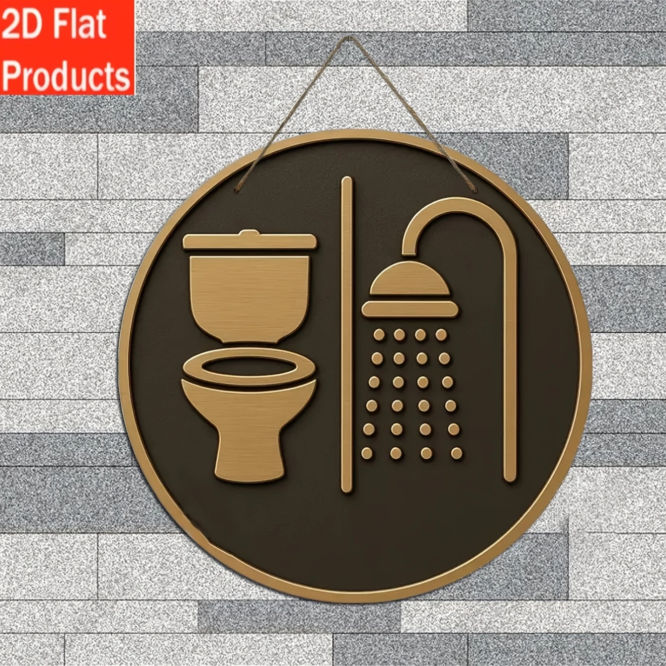 2D Modernes Hängedesign Holzscheibe Flach Klassisch Minimalistisch Badezimmerarmatur Duschkunstwerk Toilette Hotel Einzigartige Heimdekoration