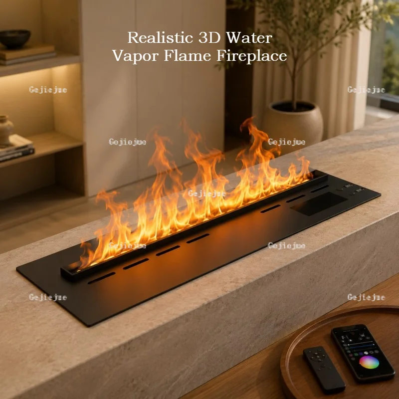 Realistic 3D Water Vapor Flame Fireplace Modern Decorative Electric Fireplace Luxury Gold Mist Fireplace Light Firebox Emission