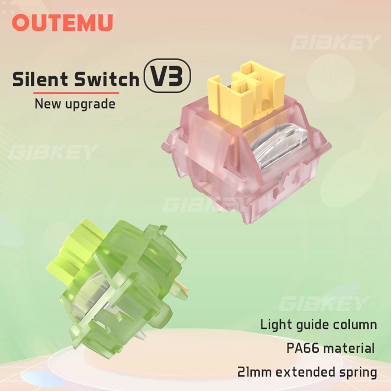 

Outemu Silent Peach V3 Switch Lubed Mute Lemon V3 Switches Mechanical Keyboard Linear Tactile 5Pin Hot swap Pre Lubed PA66 POM