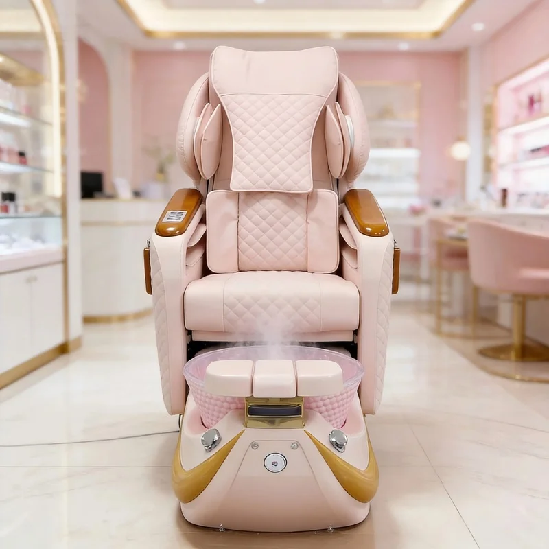 Modern Pink Pedicure Spa Chair with Foot Bath Basin for Nail Salon Beauty Salon Spa Furniture and Professional Foot Care Service