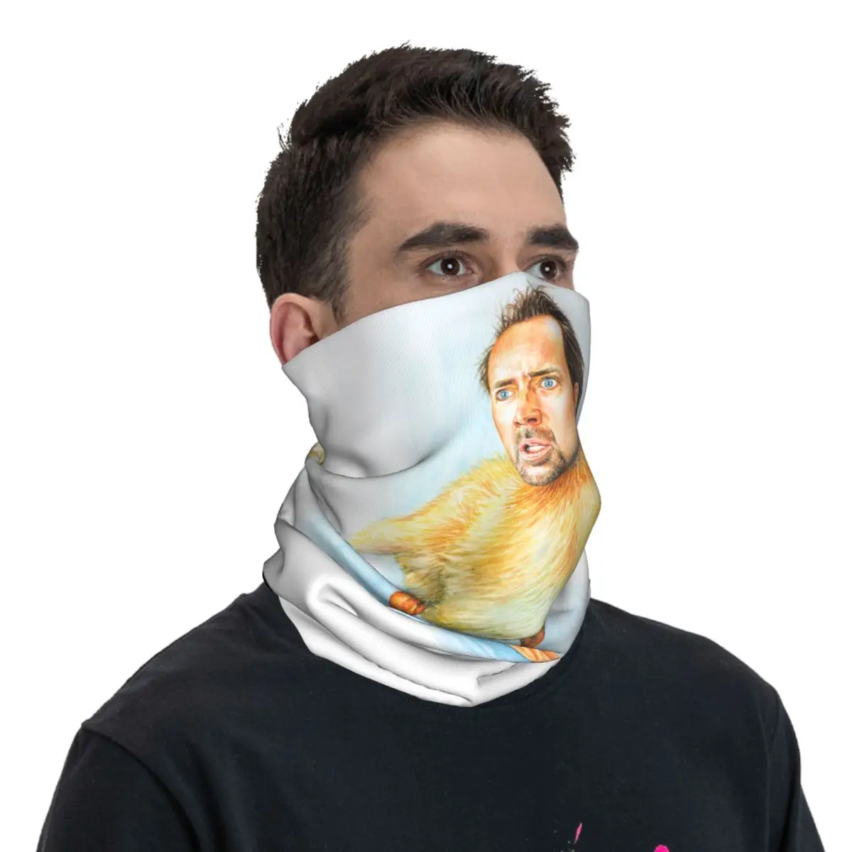 커스텀 니콜라스 케이지 버드 밈 반다나 겨울 넥 워머 남성용 방풍 랩 페이스 스카프 스키 게이터 헤드밴드
