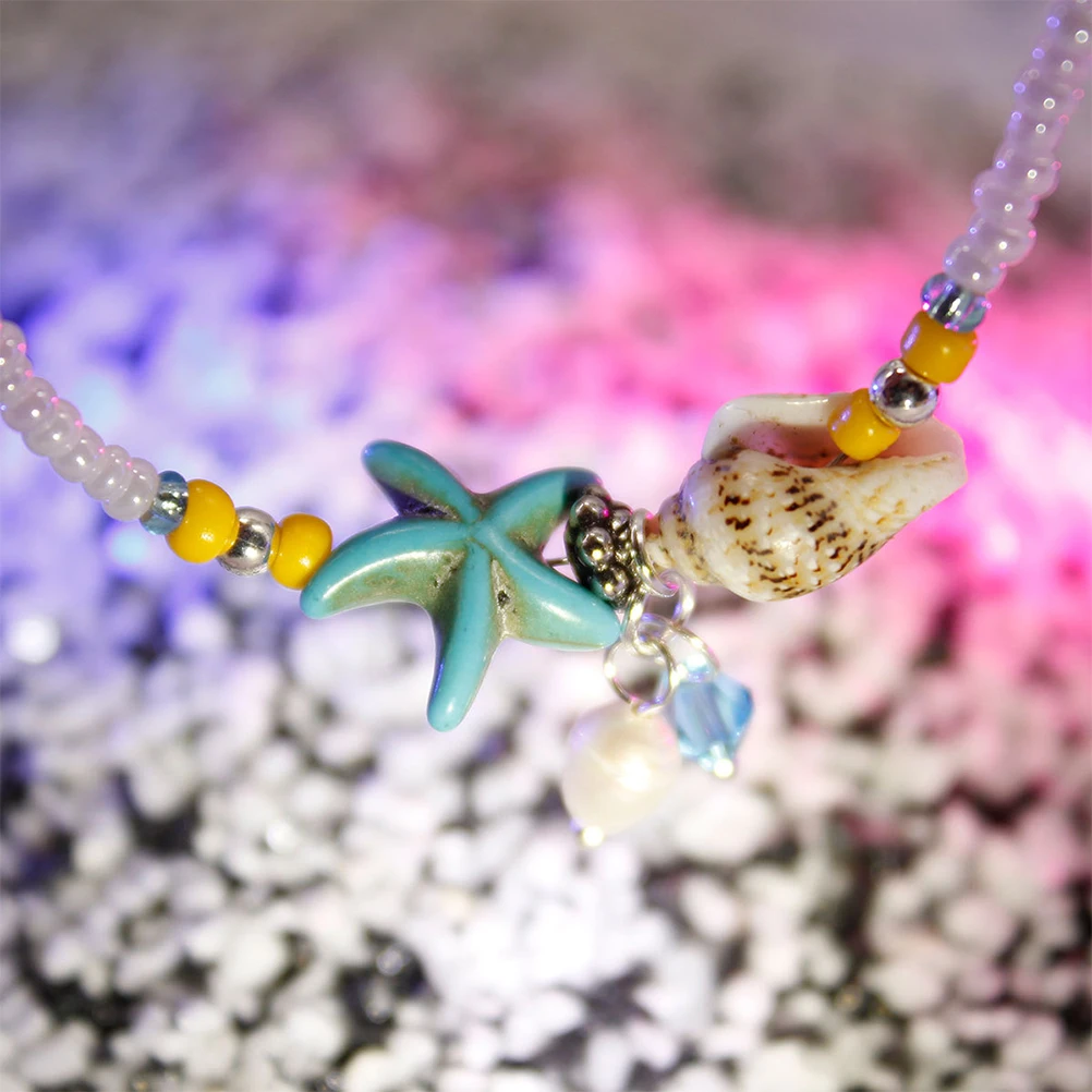

Stainless Steel Anklet Women Colorful Shell Silver Foot Chain Adjustable Beach Holiday Home Travel Water Drop Metal Ankle Decor
