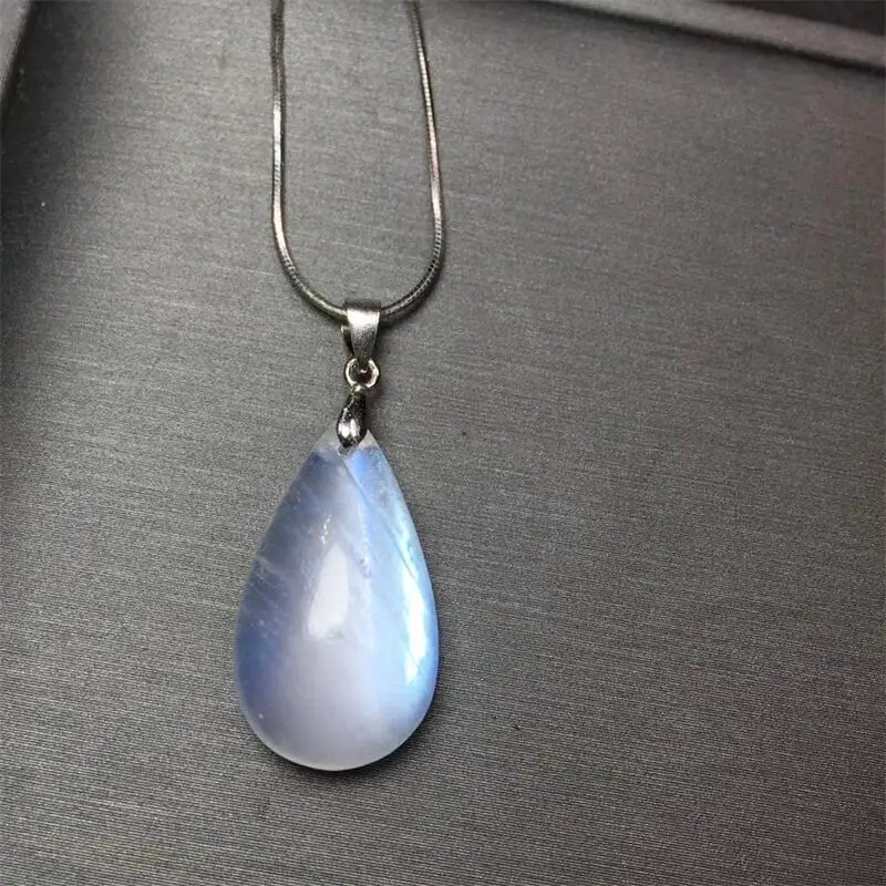 S925 Natural Blue Moon Stone Teardrop Pendant Healing Reiki Stone Fashion Charms For Earring Necklace Jewelry Making