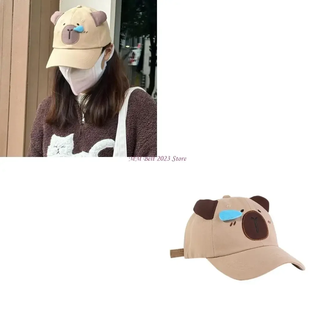 49ME Funny Capybara Ear Hat for Adult Outdoor Sunproof Baseball Hat Women Hiphop Hat