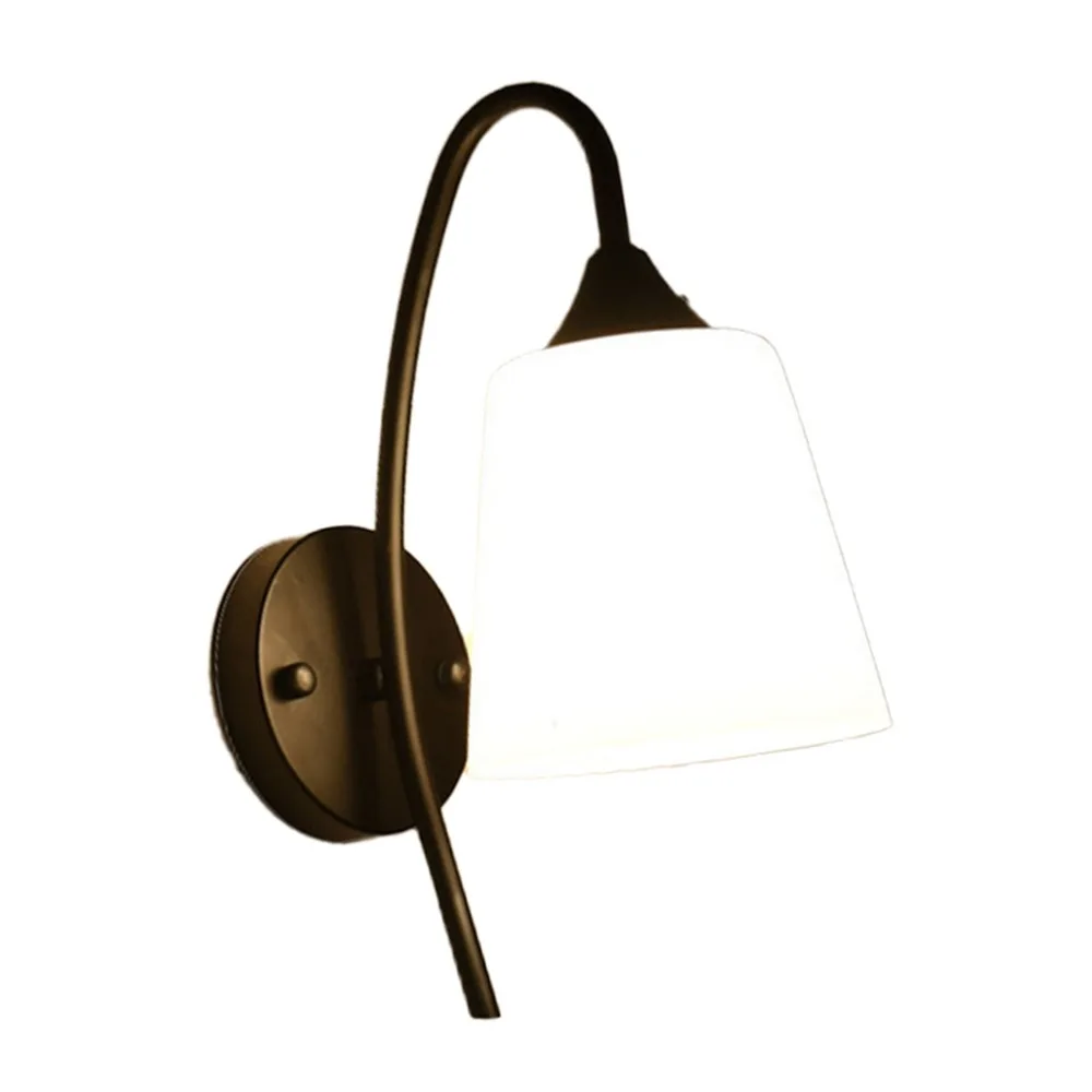 Matte Black Finish Wall Light Fixture 110-220V E26 Socket Wall Sconce Light Milky White Glass Bulbs Not Included Wall Lamp