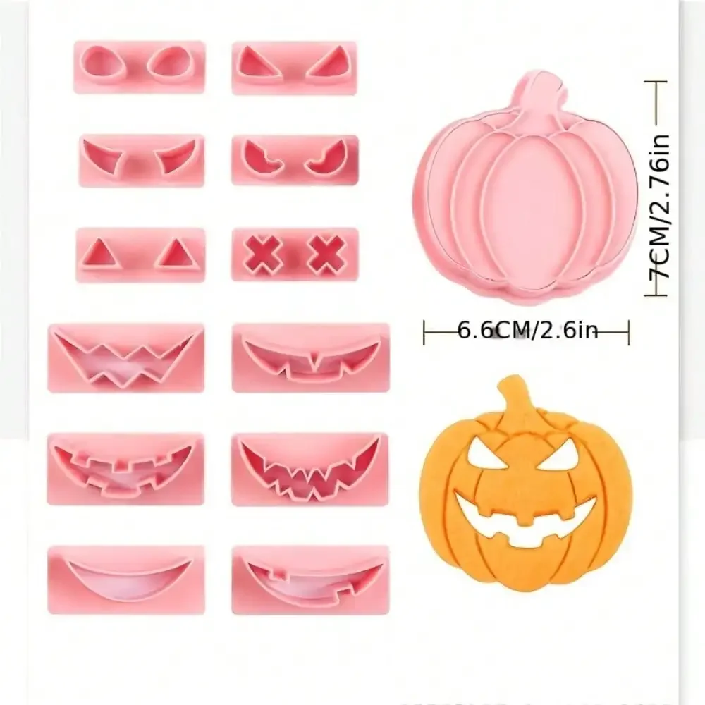 Halloween Pumpkin Cookie Cutters Featuring Changeable Funny Expressions Hollow Faces Fondant Embosser Stamps Biscuit Molds