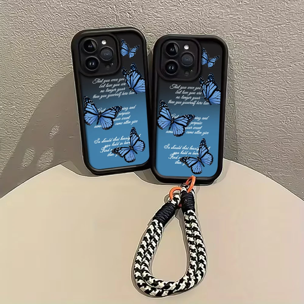 Eisblaue Schmetterlings-Schlaufen-Handyhülle für Samsung Galaxy Note 20 Ultra S25 S26 S24 Plus S24 S23 FE S23 S24 S25Ultra A56 Hülle – Detail 2