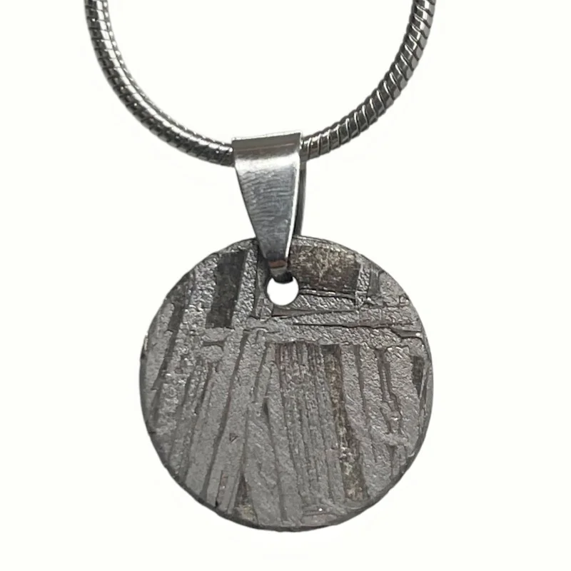 Muonionalusta Meteorite Round Disc Pendant Natural Iron Meteorite Space Stone Necklace Collectible Ornament LK582